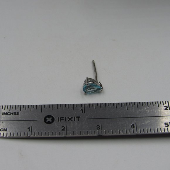 Sterling Tear Drop Blue Cubic Zirconia Earrings - Picture 5 of 6